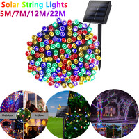 OSIDEN girlandy żarówkowe na energię słoneczną Led Fairy Garden boże narodzenie boże narodzenie dekoracja na przyjęcie ślubne 5M/12M/22M wodoodporna lampa zewnętrzna 1